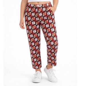 Camicetta Snob Womens Geometric Print Straight Leg Pants Red Pink 10/12 NWT